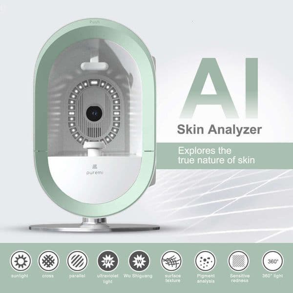 Ace New Upgrade AI Skin Facial Analysis 13.3 Inches Screen 4K HD 3D Image Display Face Analyzer For Acne Wrinkle Moisture Pigment 12 Spectrum Lights