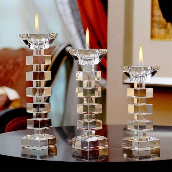 Crystal Glass Creative Romantic Candle Holders Tealight Wedding Decorations Home Party Ornaments Desktop Candlestick 26W0604