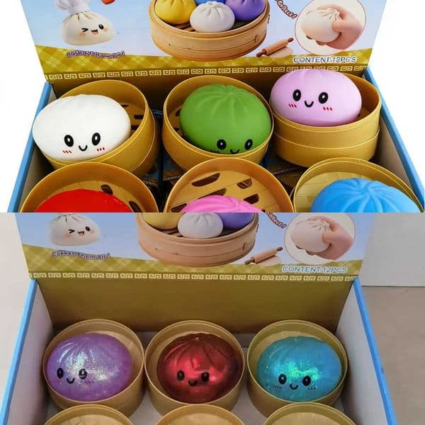 Squishy Dumpling New with Glitter Box Dumplings Sensory Squeeze Toy Decompression Slow Rising Anti Stress L260604