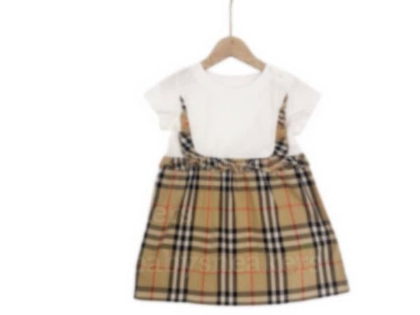 Designer clothes kid clothes Clothing Sets Summer Girls Princess Dresses Baby Girl Short Sleeve Dress Children Turn-Down Collar Plaid Dress 3 Colors