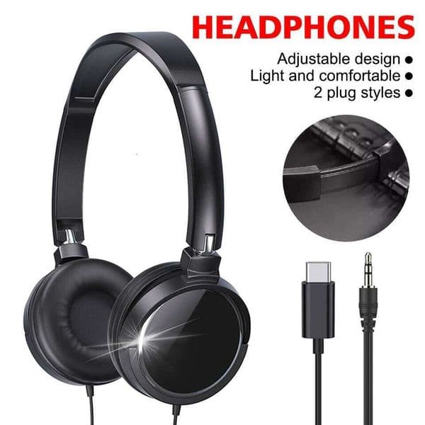 Wired 3.5mm/Type-C Headphones Noise Cancelling Business Over Ear Headset Flexible Adjustable Stereo Earphones for PC MP3 Mobile W260604