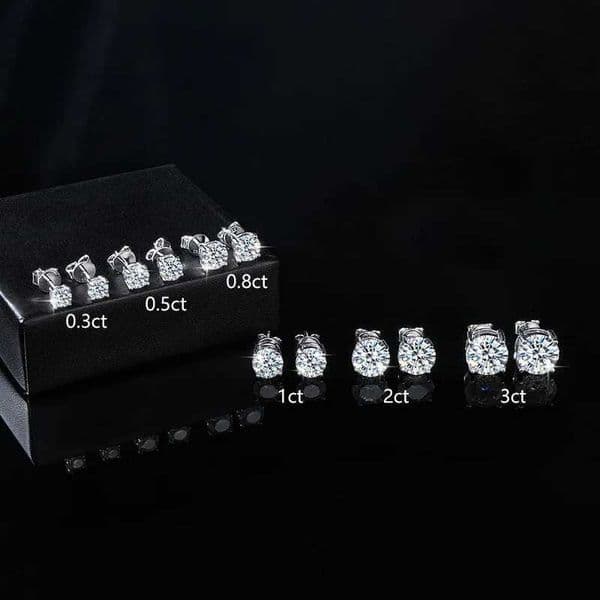 Moissanite 01-5CT 4 Claw Stud Earrings for Women S925 Silver 18k Plated Bride Wedding Fine Jewelry Z260604