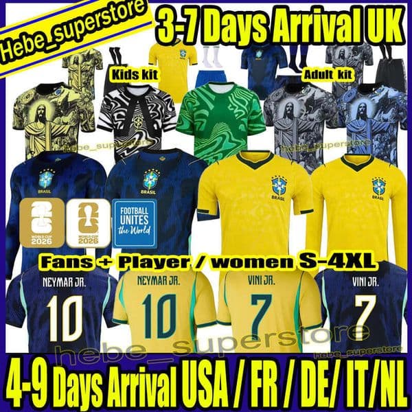 S-4XL Brasil world cup 2026 Soccer Jerseys BraziL jersey 2026 worldcup Retro jersey NEYMAR JR VINI JRL.PAQUETA CUNHA ESTEVAO RICHARLISO camisa de futebol Kid kits