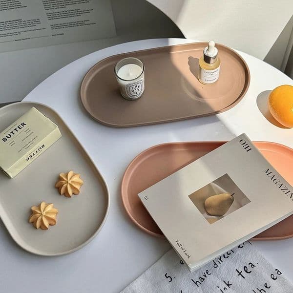 PP Oval Tray Cake Dessert Utensil Ins Korean Dumpling Plate Jewelry Storage Restaurant Insulation Pad Fruit 260601