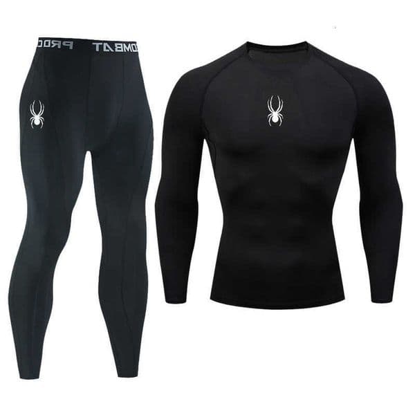 fitness set gym compression Mens T-shirt long sleeved sportswear all season sportswear outdoor running close fitting 2piece set M260604