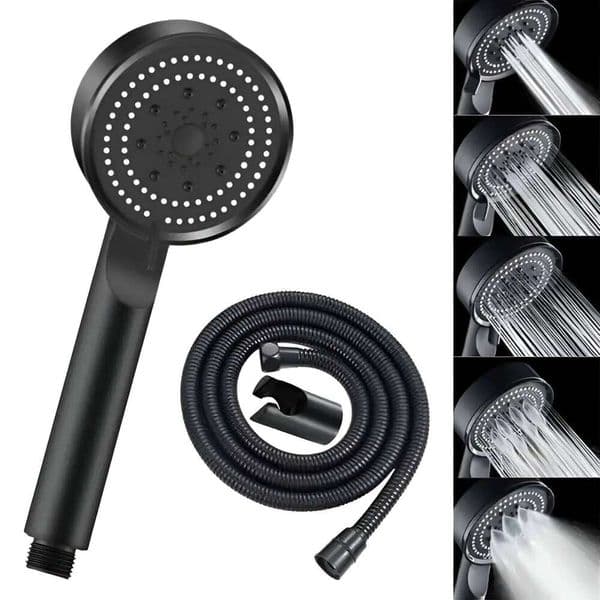 High Pressure Boosting 5 Modes Shower Head Handheld Adjustable Water Saving Hangable Spray for Home Hotel Dorm Bathroom Use 26L0604
