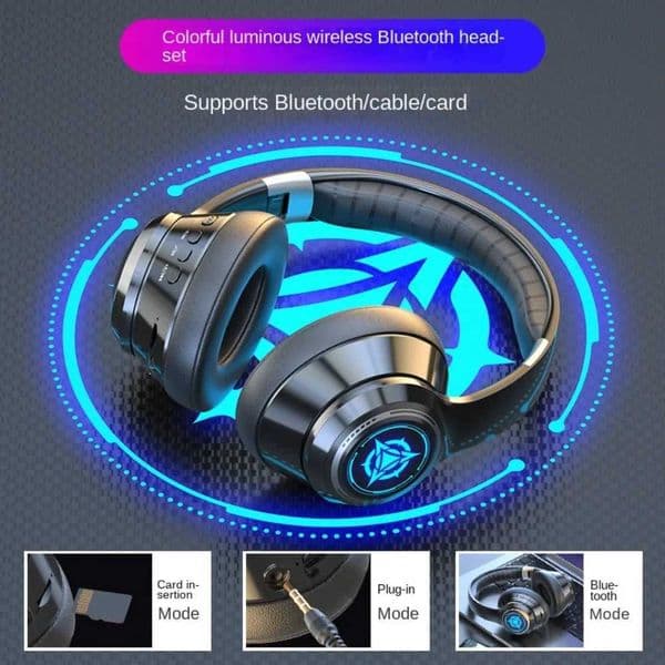 Canceling Wireless Noise Bluetooth 52 Headphones Over-Ear Mega Bass Computer Wireless Headphones Earmuffs with MicrophoneL260604