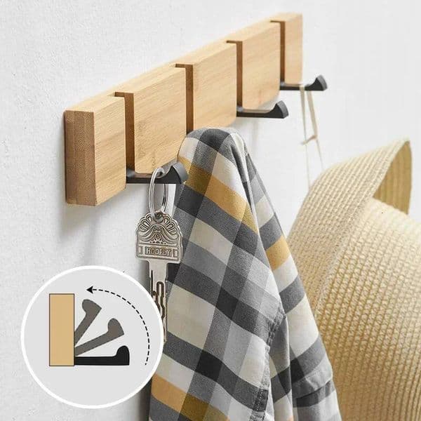 Hanging Bamboo Holder Wall Organizer Rectangle Key Rack Hooks Home Decoration Coat Hanger ddmynov