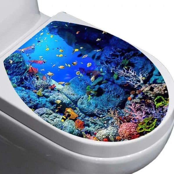 1pc Sea World Seat Sticker Self Adhesive Toilet Lid Decals For Washroom Bathroom Home Decor Stickers