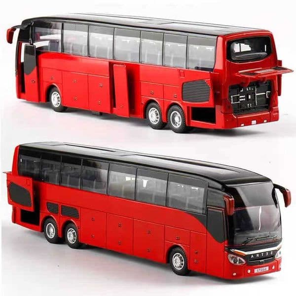 Bus Electric Tourist Toy Traffic Alloy Car Model Diecasts Simulation Metal Toy Business Bus Model Sound and Light Childrens Gift M260605