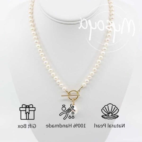 Freshwater Pearl Necklace 5-6mm MYSOYA Small Pearls and 10-11mm Pearl Pendant with Gift Box Birthday Gift Wedding Jewelry L260604