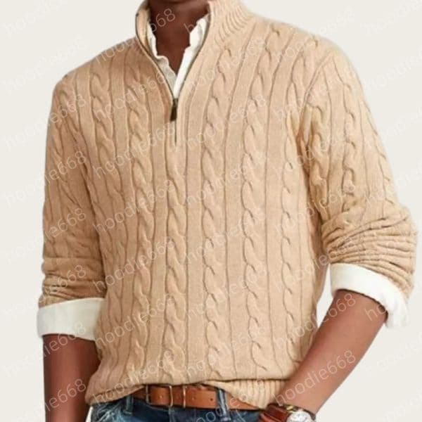 Sweater polo hoodie men designer cardigan men designer knit sweater polo quarter zip pull homme mens long sleeve loose pullover half zipper luxury casual jumper high