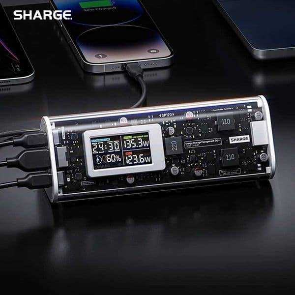 Power Bank SHARGE 24000mAh 170W Output Fast Charge with IPS Smart Screen Display IP66 Waterproof for MacBook Tablet iPhone 15pro L260604