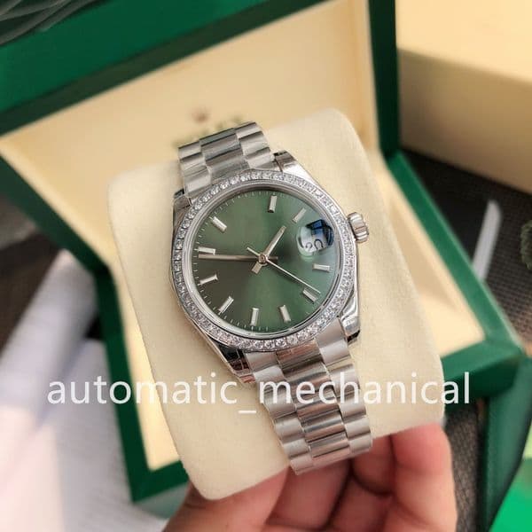 womens watch 31mm Green dial Diamond bezel Automatic mechanical movement Watches Jubilee 904L stainless steel lady ladies Designer wristwatches