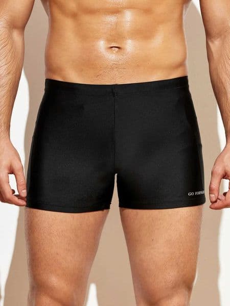 Men's Solid Color Training Tight Flat Corner Swim Pants Z260604