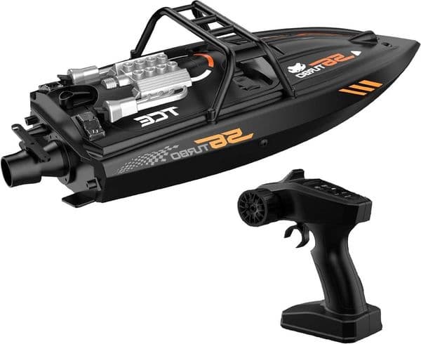 Remote Control Off-Road Boat Model Eddy Current Jet high-Speed Remote Control Speedboat 15-20km/hH156 with Lights Off-Road Speed L260604