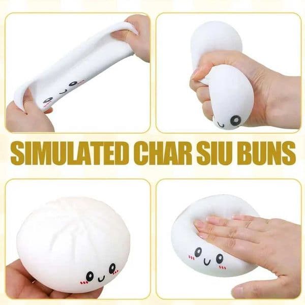 Squishes New Dumpling White Baozi Stress Balls Fidget Sensory Toy Simulation Food Squishies Bun With Steamer Dough Ball Toys L2606041
