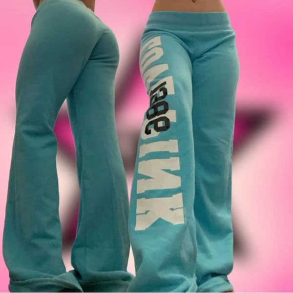 retro 2000s American letter print casual trousers versatile hot girl style high street Harajuku style women's casual trousers T260604