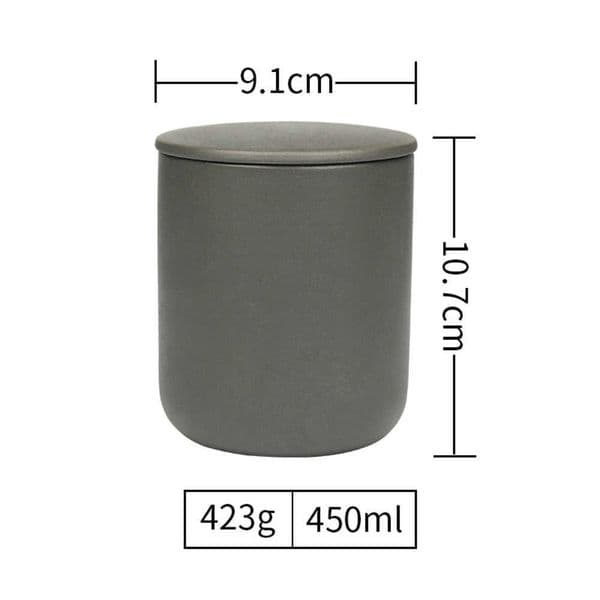 ceramic candle 450ml incense matte gray cup with lid candle holder stand wax filling cup can be customized Y260604