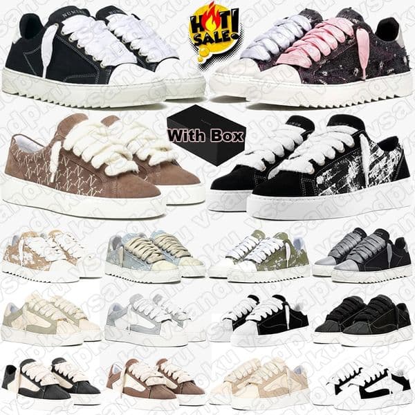 With box designer sneakers free shipping numeris atelier trainers Casual Shoes Brown Black women shoes White men leather platform flat sneaker 35-47