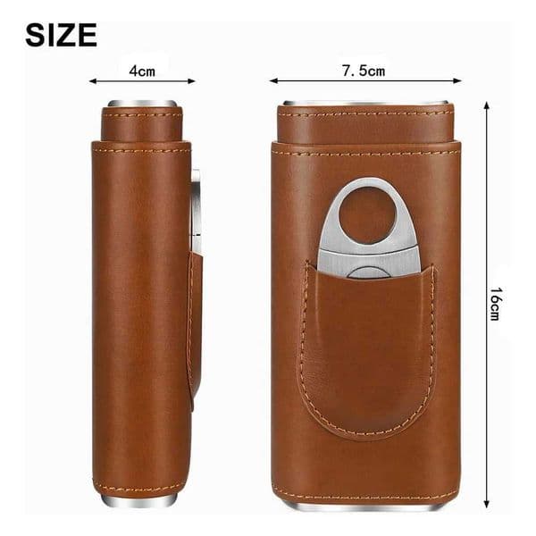 Humidor Cigar Case Travel Kit Leather Cigar Case Cedar Wood Lining Travel Humidors for Cigars With Stainless Steel Cigar Cutter J260604