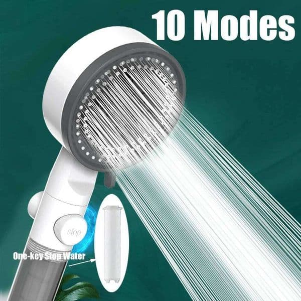 10 Spray High-Pressure Water Saving Filtered Head Handheld Showerhead Fall Resistance Black White Bathroom Shower Nozzle 26L0604