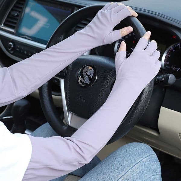 Five-Finger Ice Sleeves for Summer Men and Women Thin Arm Covers Solid Color Simple Long Elast M260604