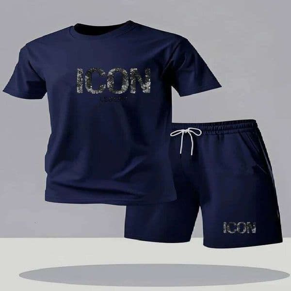 City Street Leisure Sports 2-piece Summer Fashion Round Neck Short sleeved T-shirt and Shorts Men's Set 26Y0604
