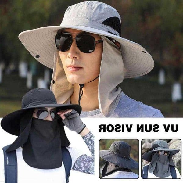 Breathable Summer Anti-UV Fishing Face Cover Neck Protection Beach Adjustable Detachable Sunscreen Hiking Visor Hat M260604