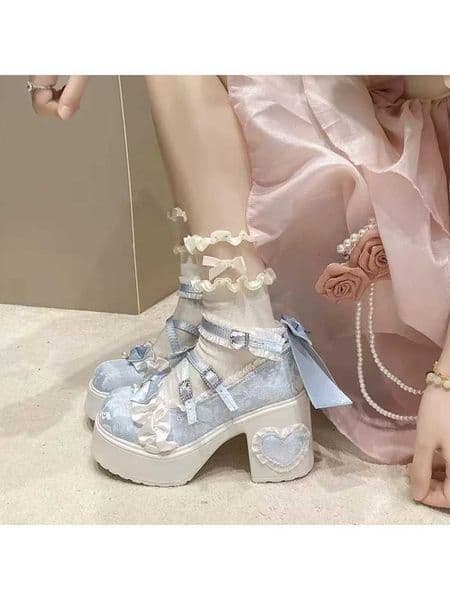 New Princess Shoes With Elegant Temperament Soft Sole Lace Lolita Original Thick Heel Height Increasing Mary Jane Single Shoe H260604