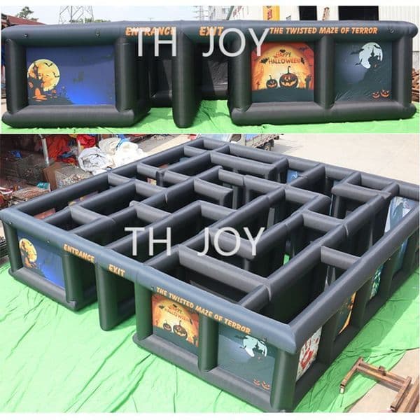 Free delivery Inflatable haunted house maze,10x10x2mH (33x33x6.5ft) custom made printing inflatable maze field laser tag maze