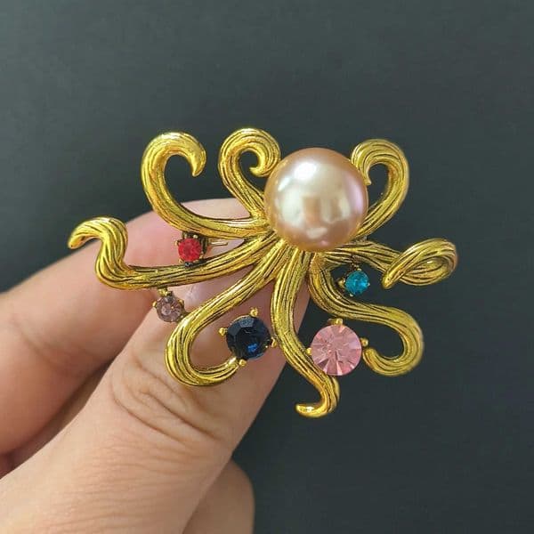 Seahorse Rhinestone Jellyfish Brooches for Women Unisex Glass Sea Life Pins Office Party Friend Gifts Jewelry cessories L260603R6FY