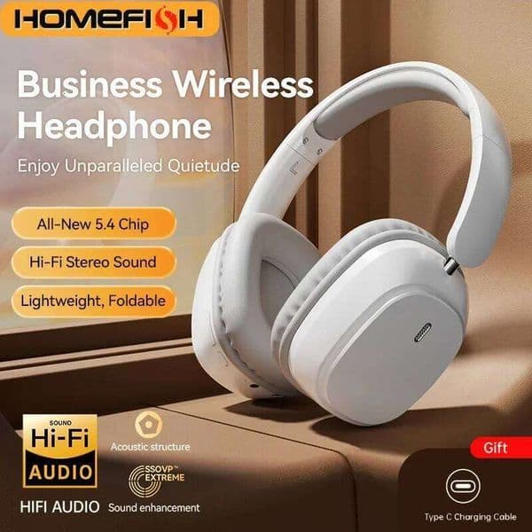 HOMEFISH SY-T11 Business Wireless Headphones BT5.4 ENC Noise Canceling 40mmHiFi Driver Foldable Over-Ear Headset for Work Gaming W260604