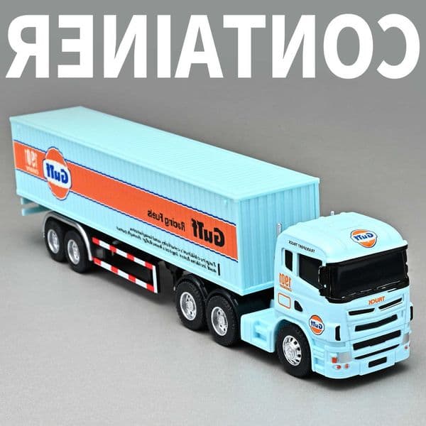 truck 164 container Small trailer Gulf version Simulation alloy car model ornament toy Collect boys toys gifts M260605