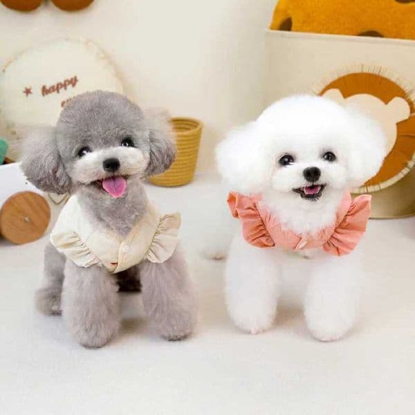 Clothes Pet Clothing Small Dog Cat Warm Coat Autumn Winter Waterproof Comfortable 24 Love Ruffled Sleeve Cotton Vest Outfit Free shipping 2