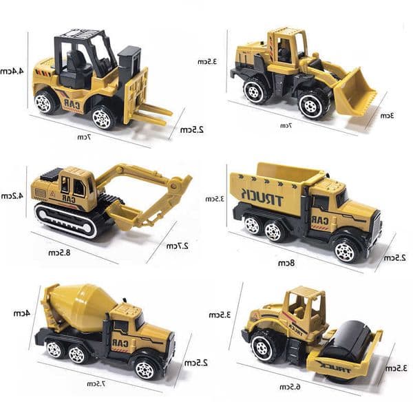 Truck Crane 6pcs/Set Car Alloy Parking Lot Toys Engineering Vehicle Tractor Excavator Construction Set for Boys Birthday Gift M260605