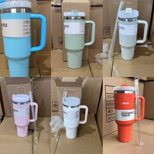Water Bottles Car Cup 40oz Handle Straw Vacuum Insulated Camping g Star Blue Lid Stainless Steel Iced Travel Cup Double Wall Thermal Cup Y260604