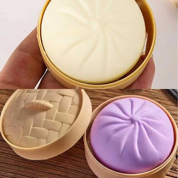Balls Squishes Stress Colorful Dumpling Simulation Food Squishies Dough Ball With Steamer Low Rebound Decompression Toys L260604