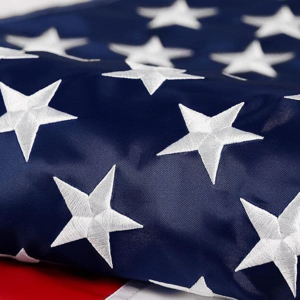 Multi-piece American Flag for Outside 2.5X4 FT, Deluxe Heavy Duty, All Weather High Wind USA US Flag with Embroidered Stars, Sewn Stripes, Brass Grommets