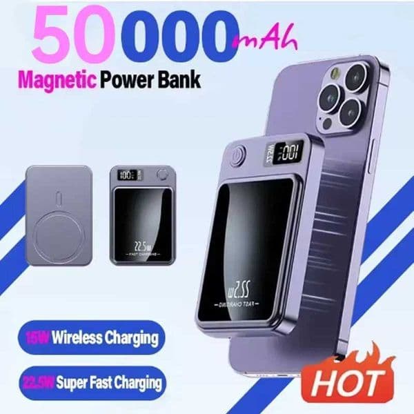 Wireless New 50000mAh Magnetic Power Bank Fast Charging Portable External Battery Charger Cases for iphone Series Samsung L260604