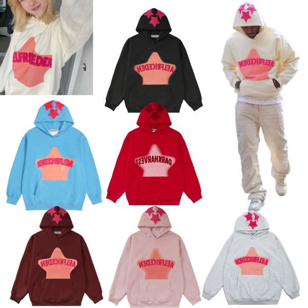 aelfric eden hooded Star Graphic Hoodie sweatshirt star printed Eden designer hoodie, retro wool fashion sweatshirt men's and women's plow deep cut loose Star skl 4