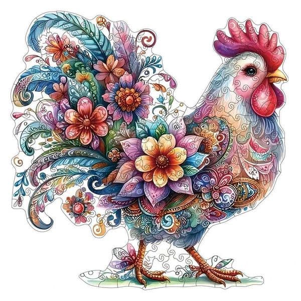 Vibrant Whimsical Rooster Wooden Puzzle For Adults High Difficulty Toys Concentration Training Birthday Gifts Home Decor L260604UOAS