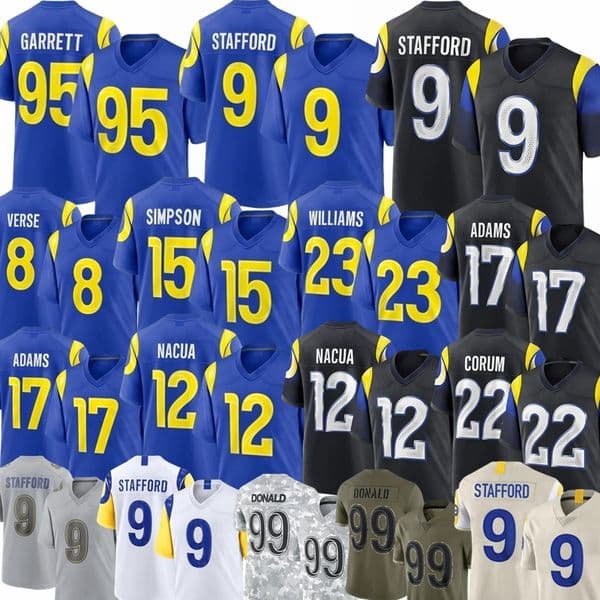 2026 New Davante Adams Jared Verse Cooper Kupp Puka Nacua Football Jersey Myles Garrett Matthew Stafford Blake Corum Kyren Williams Warner Eric Dickerson