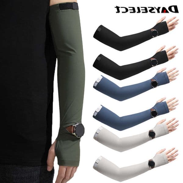 Sleeves 1Pair UPF50 Cooling Arm Breathable UV Protection Fingerless Outdoor Cycling Driving Sun Shield Moisture-absorbing Men M260604