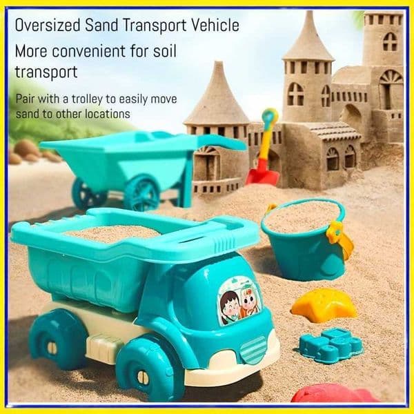 Toy Beach Set Large Thickened Sand Play Toys With Sand Truck Bucket Shovel Rake Sieve Molds For Outdoor Seaside Water PlayingT260604