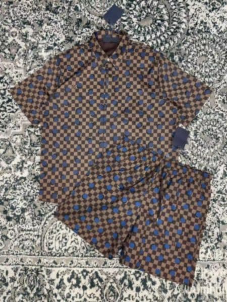 Men's 2026 Early Spring Checkerboard Dot Short Sleeve & Shorts US EU Sizes