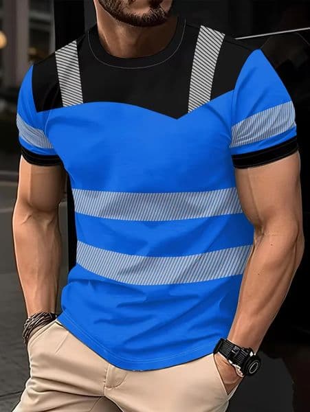 Mens 3D Printed Secure Color Blocking n ShortSleeved TShir Fashion Summer Daily Casual Work Wear TShirts 260604
