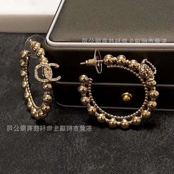 Designer Jewelry cc earrings Small round bead diamond-studded hoop earrings for women fashionable and trendy earrings with 925 silver channels earrings
