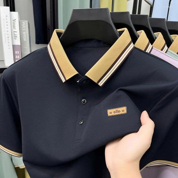 Men's T Shirts Luxury Brand Polo Shirt Short Sleeve High-quality Fashion Letter Embossed Unique Color Blocked Lapel Casual Summer T-shirt
