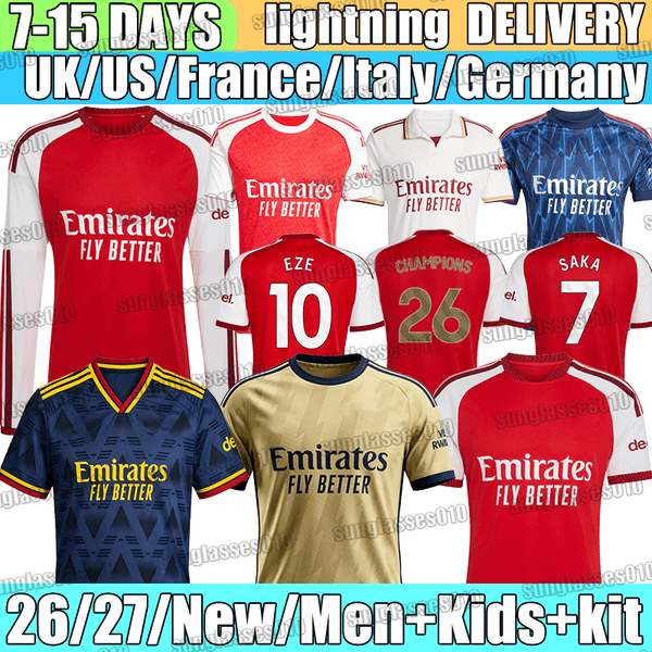 arsenalss 26 27 SAKA RICE EZE G.JESUS HAVERTZ Saliba GABRIEL soccer jersey MARTINELLI GYOKERES ZUBIMENDI Madueke arsenalss jersey 26 25 football shirt mens kids kit